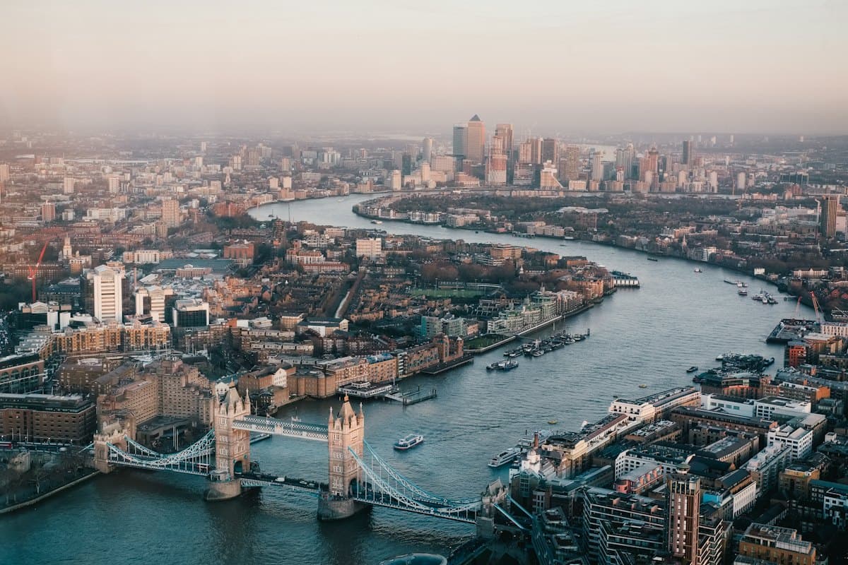 The London skyline along the River Thames